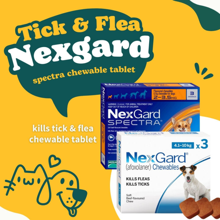 Nexgard Spectra and Nexgard Afloxaner Control AntiTicks & Fleas Chewable 1Tablet for Dogs