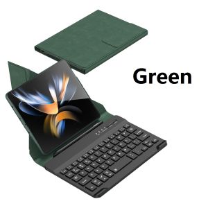 New Business/Office Ultra Thin PU Leather Cover with Wireless Bluetooth Keyboard for Galaxy Z Fold 7 6 5 4 3 2 CoverBuilt-in Pen SlotPortable and KickstandDrop-ResistantCarbon Fiber Keyboard Case - 3 Colors