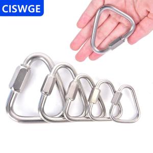 [COD] CISWGE Triangle Carabiner Stainless Steel Keychain Snap Clip Hook Buckle Screw Lock