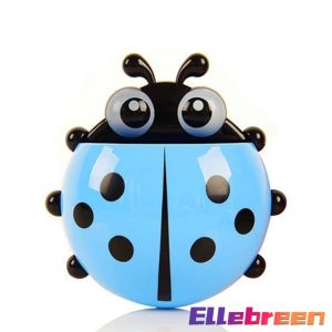 Ellebreen Ladybug Cartoon Toothbrush Holder Bathroom Toothbrush Toothpaste Wall Suction Holder Rack Container