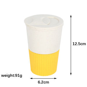 Wheat Straw Coffee Mug Reusable Portable Coffee Cup Leak-proof Straws Cup Travel Cups Tea Espresso Cups
