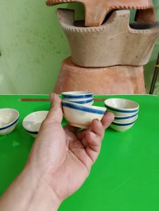 Combo 10 chén bánh bò chỉ xanh ( loại thường )