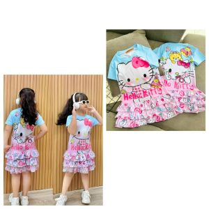 (12-50kg) đầm váy bé gái - bèo tầng- thun lạnh đẹp mịn mát bền màu form rộng thoải mái  4656