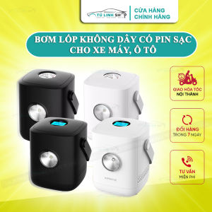 Bơm lốp xe máy ô tô không dây dùng pin sạc qua cổng USB đồng hồ cơ hoặc điện tử tự ngắt