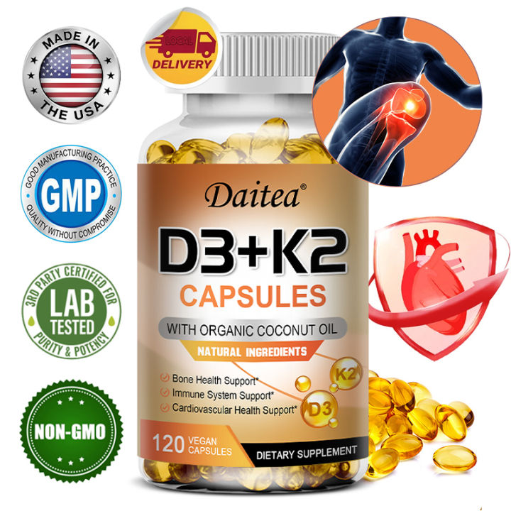 Daitea วิตามิน D3+K2 อาหารเสริมเพื่อสุขภาพหัวใจ กระดูก และฟัน