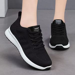 Best Sellers Women Lightweight Breathable Mesh Leisure Sports Sneakers Korean Fashion Black Rubber Running Shoes For Women Jogging Shoes