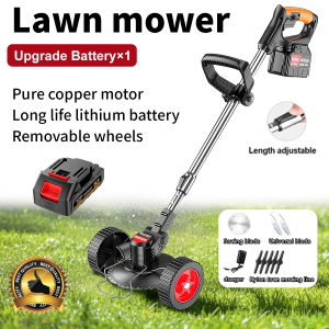 🔥Mesin Rumput grass cutter machine Lawn mower heavy duty cordless with wheels mesin potong rumput electric Grass trimmer machine Rechargeable Portable Adjustable lawn mowers Rumput Multifunction Garden Pruning tool 割草机