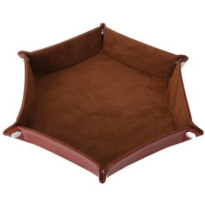 Dice Tray Dice Box Kotak Pu Leather Lipat Hexagon