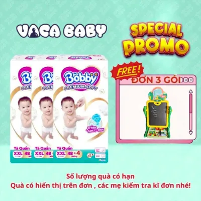 Combo 3 Gói Tã bỉm Quần Bobby Premium Soft đủ size M60+4/ L56+4/ XL52+4/ XXL48+4 miếng cho bé