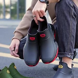 short rain boots ankle rain boots solid color rain boots anti slip rain boots waterproof pvc rain boots outdoor rain boots kitchen rain boots fishing rain boots delivery rain boots rubber boots water shoes for men women outdoor work daily use
