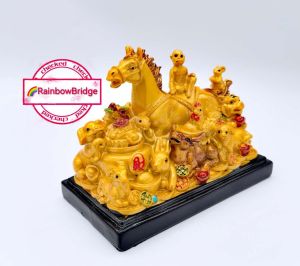 RAINBOW BRIDGE NEW LUCKY Feng Shui 12 Zodiac Animals with Horse Rider #SIZE: 11cm