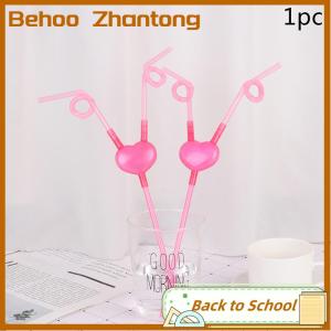 Behoo Love Heart Double Straw Unique Flexible Drinking Tube Straws Bar Accessories