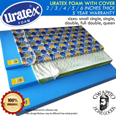 Uratex Foam with Cover 2 / 3 / 4 / 5 / 6 inches thick 100% Original ( 30x75 / 36x75 / 48x75 / 54x75 / 60x75 ) ( single / double / queen / family ) uratex - bed - foam - mattress - futon ( gwapito home goods / gwapitohomegoods )
