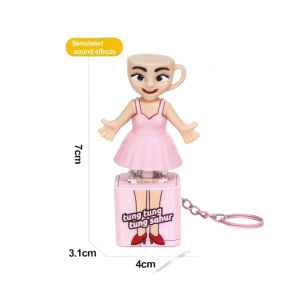 KEBETEME 3PCS Creative Tung Tung Tung Sahur keychains With Luminous Voice Funny Action Figure Toys Pendants 3D Shark Model Desktop Decoration Collectible Gift For Kids