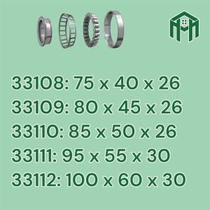 Bạc đạn (vòng bi) đũa côn mã 33108 33109 33110 33111 33112 33113 33114 33115 33116 hiệu KOYO