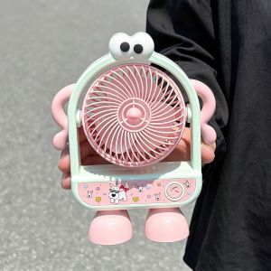 Cute Mini Desktop USB Rechargeable Table Fan Portable Small Cooling Fan Kawaii Ornamental Electric Fan Creative Gift For Student Dorm Office Bedroom Desk