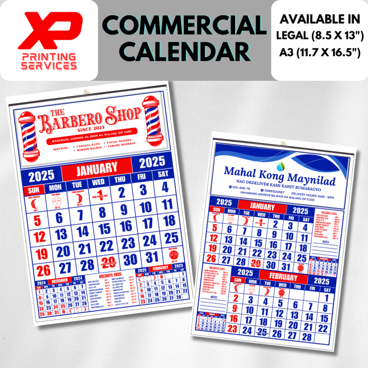 Commercial Calendar 2025 Sample 