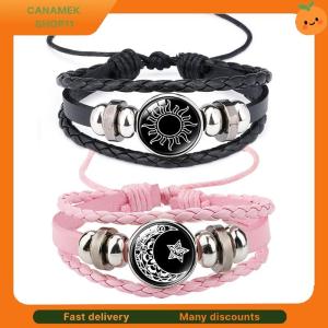 ❣️❣️❣️ Simple Luminous Sun Moon Leather Handmade Weaved Couple Bracelets Jewelry Women Men For Lovers Valentines Festival Gift