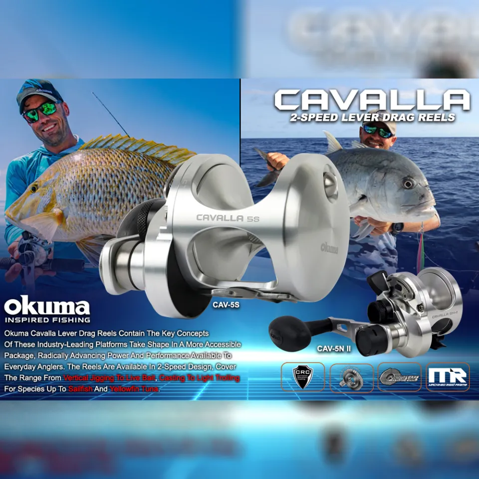 2 Speed Lever Drag Reels Okuma Cavalla Fishing Reel (4BB) Max Drag  (7.0kg-15.4kg) Mesin Pancing