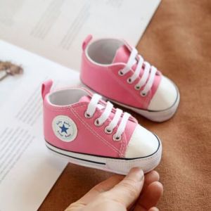 Newborn Baby Shoes Boys And Girls Classic Sneakers Soft Soled Canvas Multi-Colour First Walker Casual Walking Shoes Baby Baptism Shoes