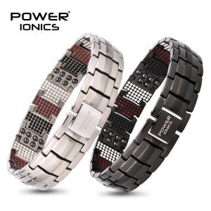【FDA Registration】Power Ionics 4in1 100% Titanium Mens Anion FIR Germanium Accessory Charm Bracelet Jewelry Gifts W/ Tool