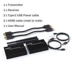 ตัวต่อขยาย HDMI ไร้สาย200เมตรวิดีโอ1080P HD รับส่งสัญญาณและรับสัญญาณสำหรับพีซีแล็ปท็อปทีวีโปรเจ็คเตอร์กระจกหน้าจอ1:1ระยะไกลพร้อมกล่องโลหะ