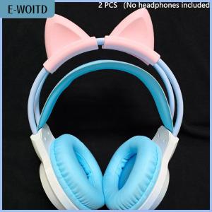 【E-WOITD】 2PCS Headphones Accessories Cat Ear For Earphone Gaming Headsets Attachment Stereo Headset Decoration Lightweight Silicone Pendant
