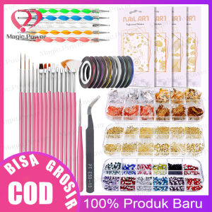 1 Set Kuas Kuku Nail Art Brush Kutek Plus Dotting Cat kuku Nail art Tools Liner Drawing Brush Manicure Pedicure Set