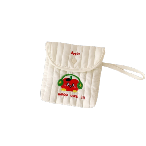 A STAR SHOP Cat Embroidery Cherry Cosmetic Bag Square Large Capacity Makeup Bag Casual Wristband Sanitary Napkin Storage Bag Women