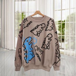 Dinos Sweater Wanita Oversize Korean Style Switer Couple Pasangan Bareng Bestie