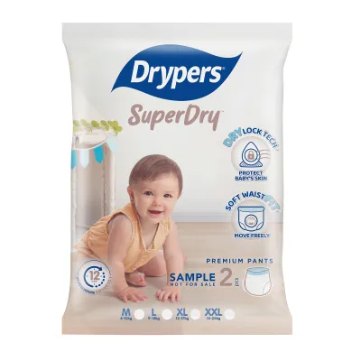 Drypers [SAMPLE] Drypers SuperDry Premium Pants Baby Diaper L (9-14kg) - 2pcs