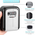 Key Lock Box 4 Digit Combination Key Storage Lock Box, Wall Mounted Key Safe Box, 5 Keys Capacity Weatherproof for Indoor Outdoor 3.66 inch （Ready Stock）. 