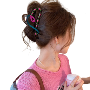 Colorblocked Hair Claw Clip Bowknot/Heart Shape Design Strong Hold Hair Grip Hair Holder For Women Various Hair Types