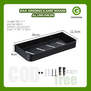 2024 FM TOKO / LARIS BARANG RAK DINDING KAMAR MANDI ALUMUNIUM FREE AKSESORIS MASALAH KUALITAS PRODUK PENGGANTIAN GRATIS model:NO.7-1 warna:hitam Bahan: Aluminium size:14*30*12.3cm