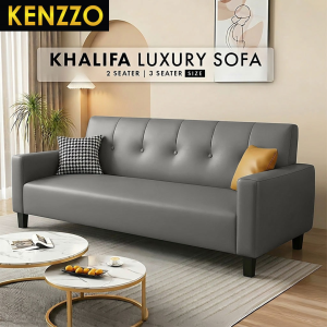 [FREE SHIPPING] KENZZO Khalifa Luxury Sofa PVC Classic Leather and Fabric | Sofa 2 seater | Sofa 3 seater | Waterproof Sofa | Sofa Kulit