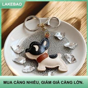【LAKEBAO】 Đáng yêu PU da pháp Bulldog Keychain Mặt dây chuyền dễ thương con chó con túi quyến rũ ba lô treo xe Keyring quà tặng phụ kiện thời trang