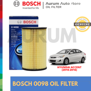 BOSCH OIL FILTER O0098 (O-004 / EO28060) FOR HYUNDAI ACCENT CRDi M/T DIESEL 2010-PRESENT