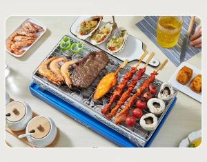 Korea Style Metal Barbeque Pit Metal BBQ Grill Pit | Korea Barbeque Korea BBQ한국 바비큐 烧烤 | Food Grade Material Reusable Foldable Stand Easy Burn Charcoal Simple setup