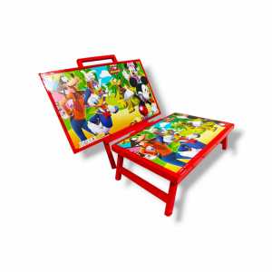 Satu set papan tulis dan meja lipat karakte/Papan tulis anak/Meja belajar/Papan tulis dengan penyangga/Meja lipat/Papan tulis murah/Meja karakterWhite board anak/Meja belajar lipat/Papan tulis