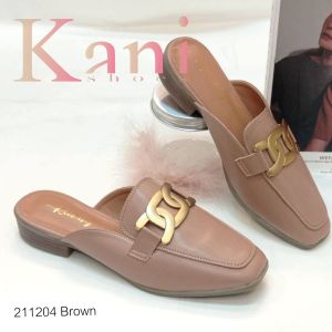 New!!!งานพรีเมี่ยม รองเท้าส้นสูง 1 นิ้ว งานแฟชั่น ประดับโลหะทอง แบบเปิดส้น สีคลาสสิค แบรนด์คนไทย