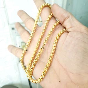 Dây Chuyền Ống Vuông Dập Mộc Bản 5MM Khóa Tròn Cao Cấp- Hàng Nano chống trầy bản 2021 có ký hiệu (Dùng Lâu Dài-Có Đóng Mộc Vàng)