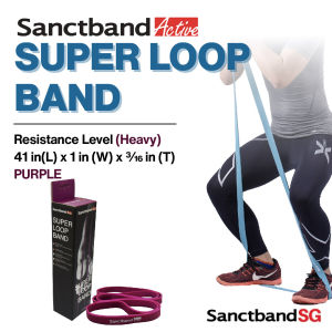 Sanctband Active Super Loop Band Purple Colour Exercise Bands Heavy Level Resistance Bands Assist Pull Up Bands Powerlifting Bands