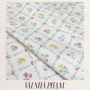 VẢI LINEN BỘT PHA TƯNG HOẠ TIẾT HOA NHÍ NỀN TRẮNG KEM - KHỔ 1M4 - VẢI NHÀ PHẠM