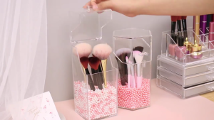 Multifunctional Top Acrylic Organizers Clear Cosmetic Brush Holder for Tidying Table Compact Beauty Tool Storage