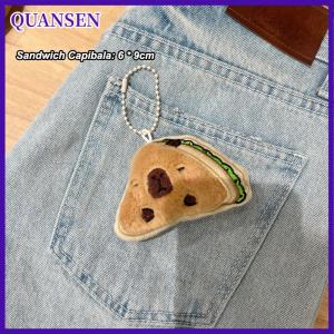 QUANSEN พวงกุญแจรถยัดไส้แซนวิช Capybara จี้ตุ๊กตายัดไส้พวงกุญแจรถกระเป๋าเป้สะพายหลังของตกแต่งของขวัญสำหรับเด็ก