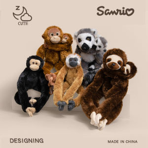 JOJO CASTLE Lovely Long Arm Monkey Suspension Plush Toy 35/45cm Creative Simulation Chimpanzee Monkey Suspended Sloth Orangutan Lemur Plushie Pillow Doll Birthday Gift For Children