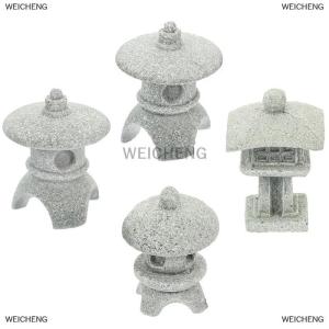 [COD] WEICHENG Retro Gazebo Chinese Lanterns Mini Pagoda Model Decoration Stone Miniature Statue Sandstone Home Accessories