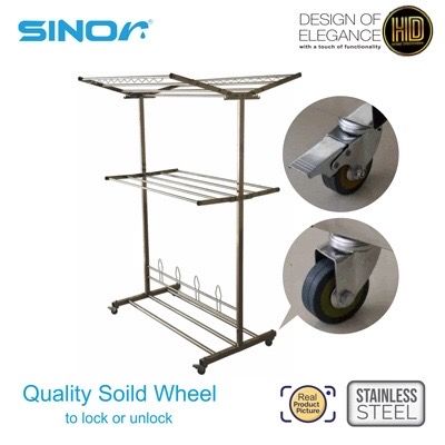 Sinor Rack Drying Sinor BF-6260-T Stainless Steel Outdoor Foldable Clothes Drying Rack ...