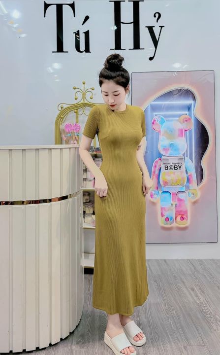 Đầm Suông Dáng Dài Váy Suông Cổ Tim Dáng Basis Chất Thun Cotton Hàng VNXK -  Tháng Ba