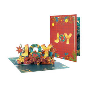 Joy Themed Popup Holiday Generous Writing Area Christmas Greeting with Envelope for Family Friend